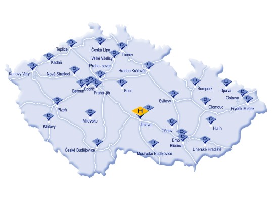 Map of all GLS locations in the Czech Republic