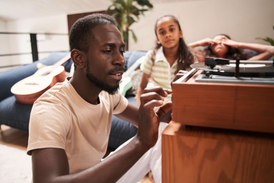 Family listening to the music